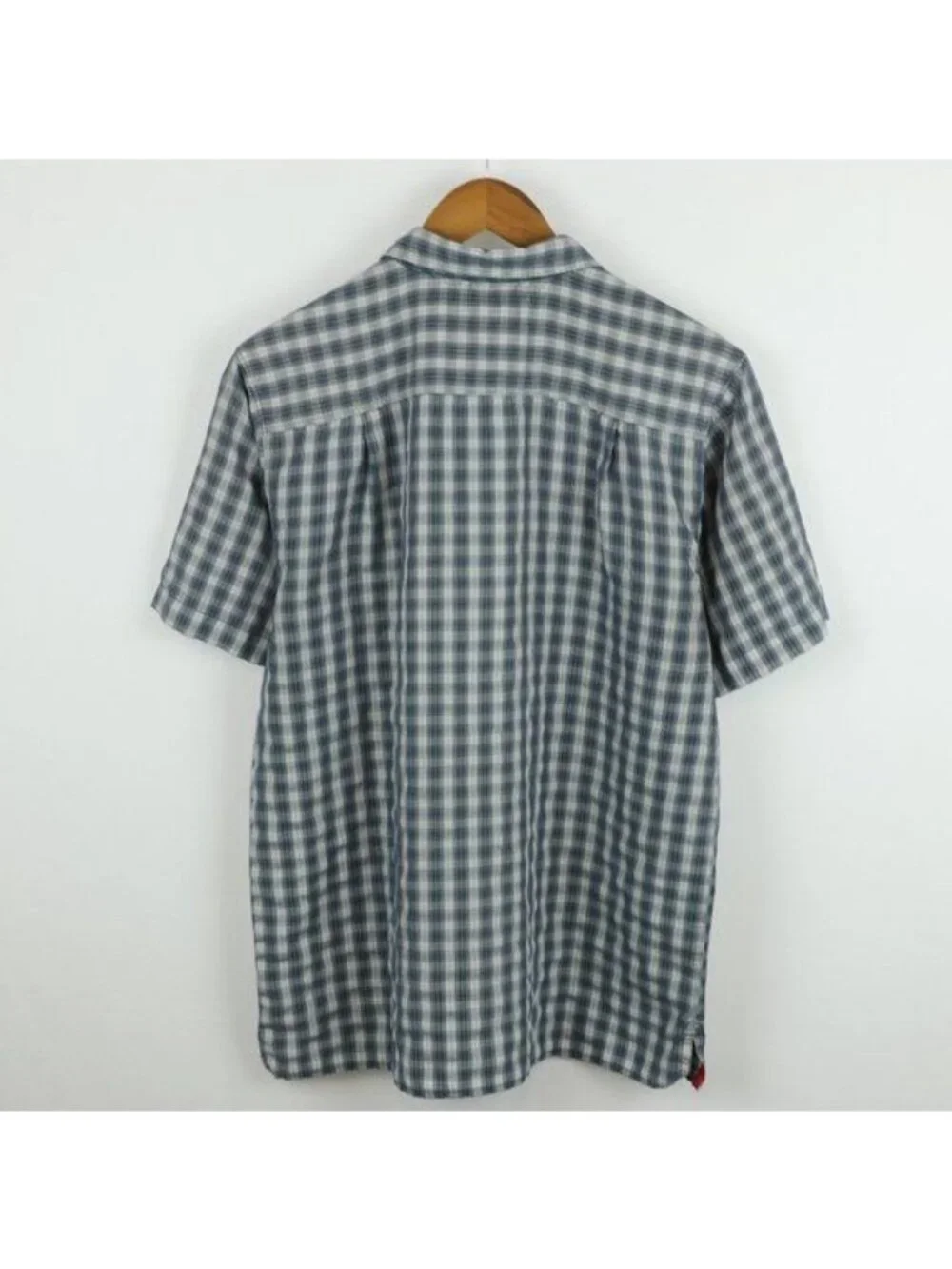 The North Face Men's Medium Blue Plaid Casual Short Sleeve Button Up Shirt